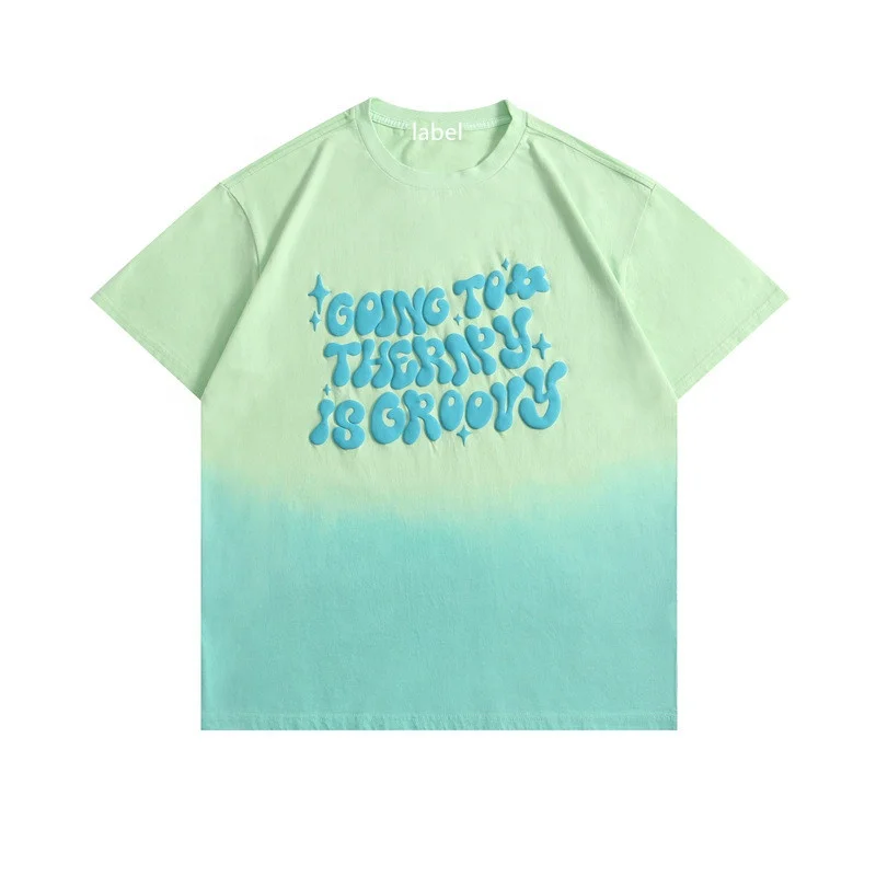 KY Couple Boyfriend Oversized Tshirt Unisex Cotton Wholesale 3d Puff Print Tshirts Unisex