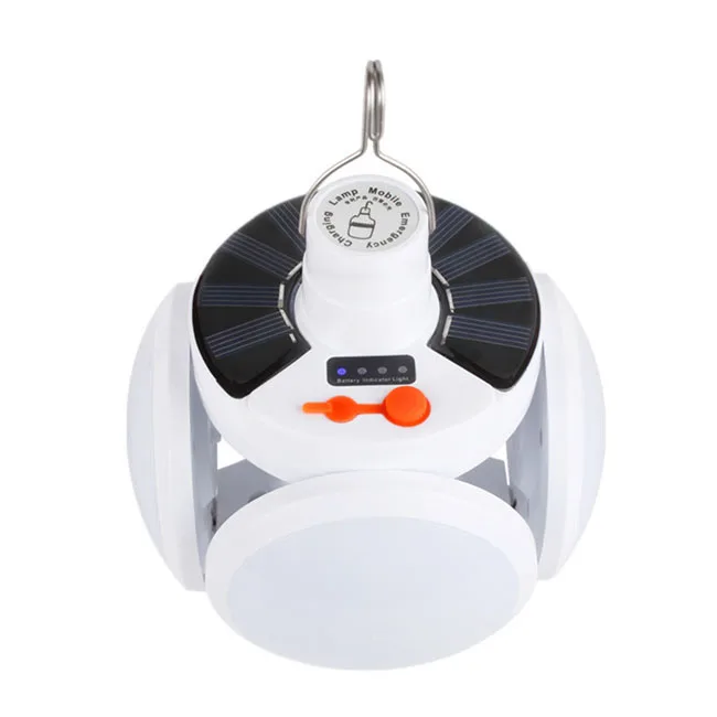 Portable waterproof football tent lamp with hanging hook foldable usb rechargeable led solar camping lantern