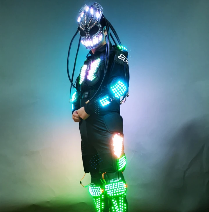 RICHSHINING RGB светодиодный светящийся робот костюм для сценического выступления DJ Хэллоуин и Новогодние вечеринки в ночных клубных барах