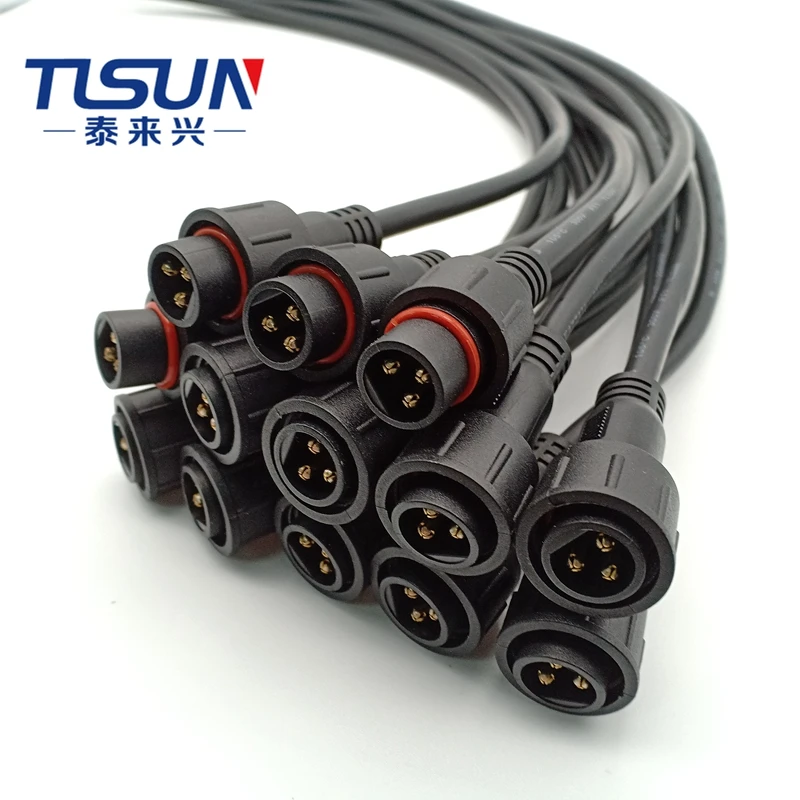 Водонепроницаемый Штекерный и гнездовой кабель 3x20awg 2517 3pin водонепроницаемый разъем