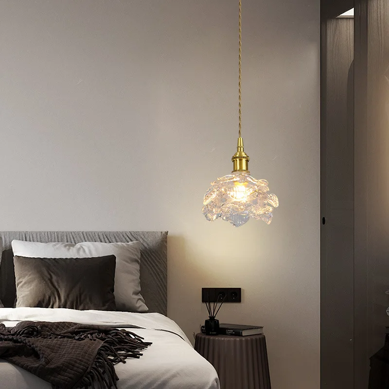 Nordic Vintage Style Creative Brass Glass Pendant Lamp  Hotel Bedroom Corridor Restaurant Lighting