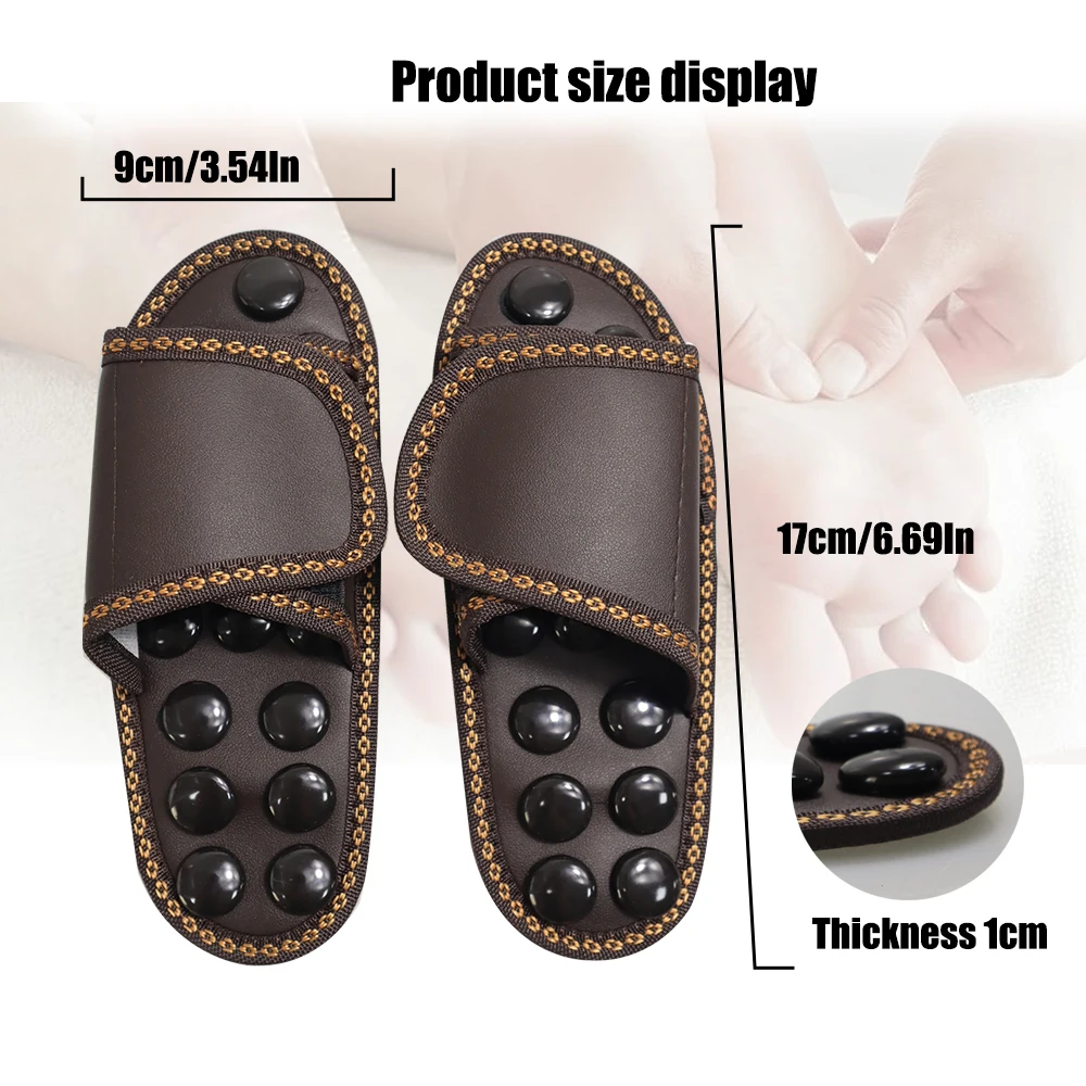 Hot Sale Acupressure Massage Slippers With Tourmaline Jade Stone To Relieve Foot And Heel Pain Indoor Foot Massage Shoes