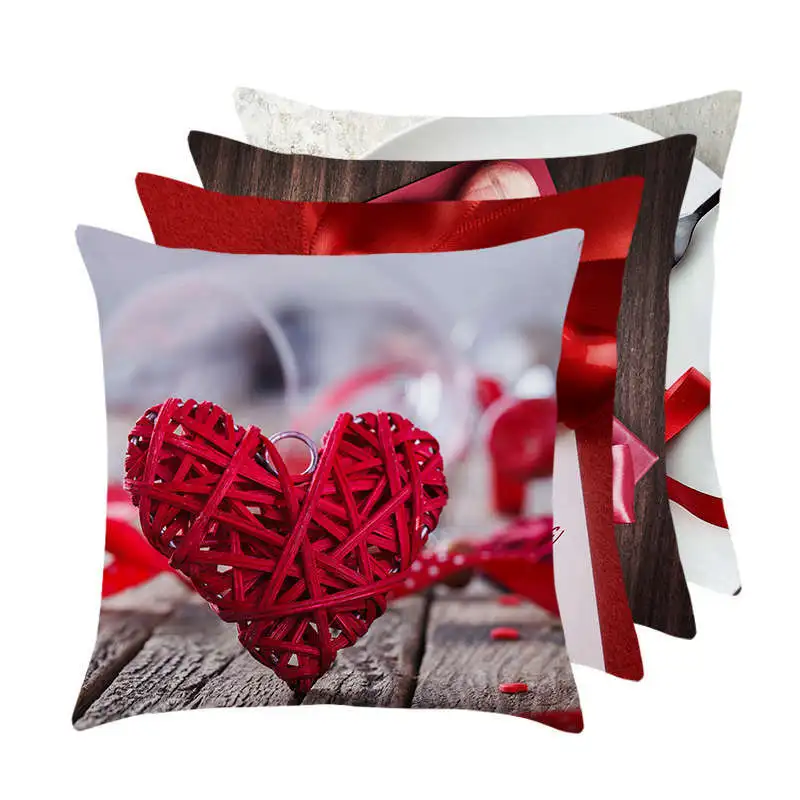 custom festival Valentines Day Gift LOVER Sweet Heart Printed throw Cushion Covers luxury cotton polyester Couch pillowcase