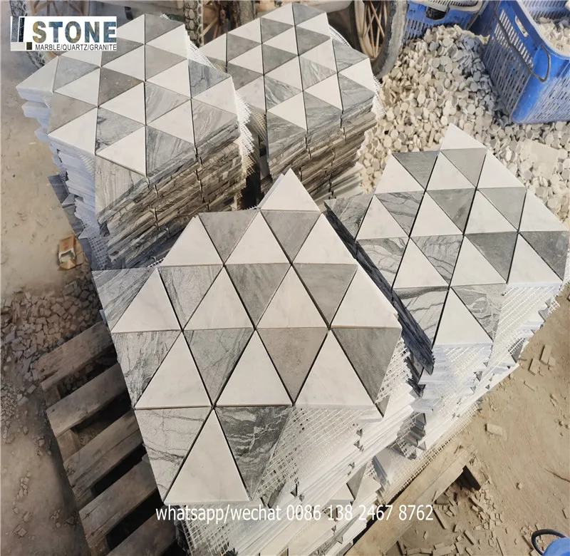 marble mosaic triangle mosaic marble design kitchen wall mosaic