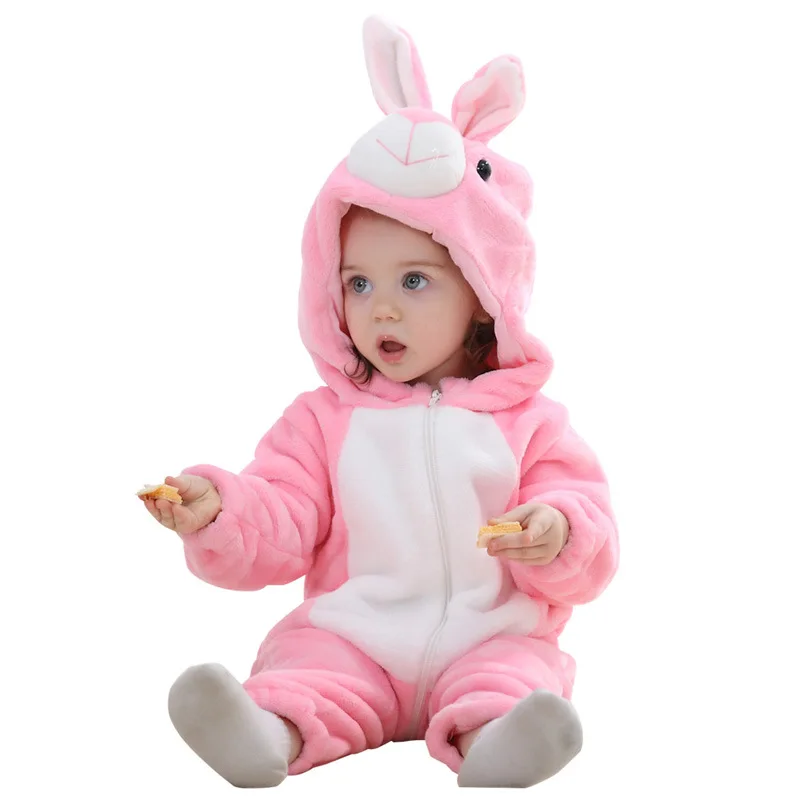Infant Baby Girls Boys Cosplay Clothes Kids Zipper Jumpsuits Clothing Winter Animal Newborn Baby Romper
