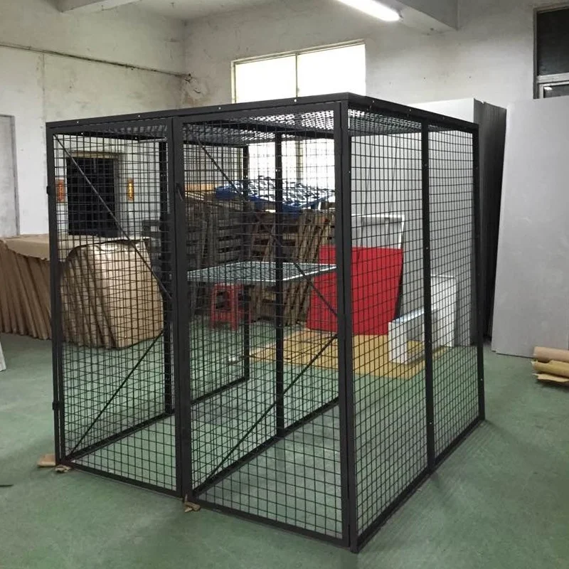 Customize 4 doors with black color and powder coating steel tube mesh locker for warehouse storage