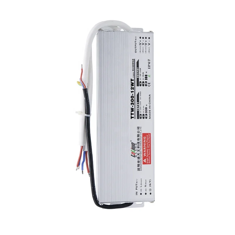Ultra Thin Slim DC 12V 25A 300W Waterproof IP67 Switching SMPS LED Driver Power Supply
