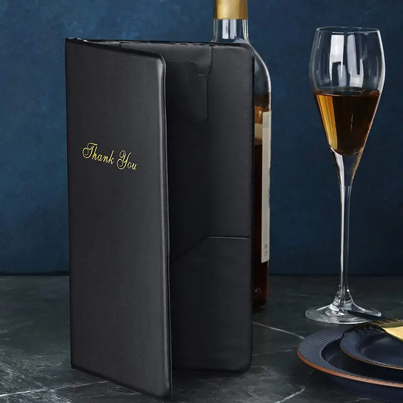 Wholesale Custom Logo PVC Restaurant Bill Folder PU Leather Bill Presenter Menu Holder For Hotel
