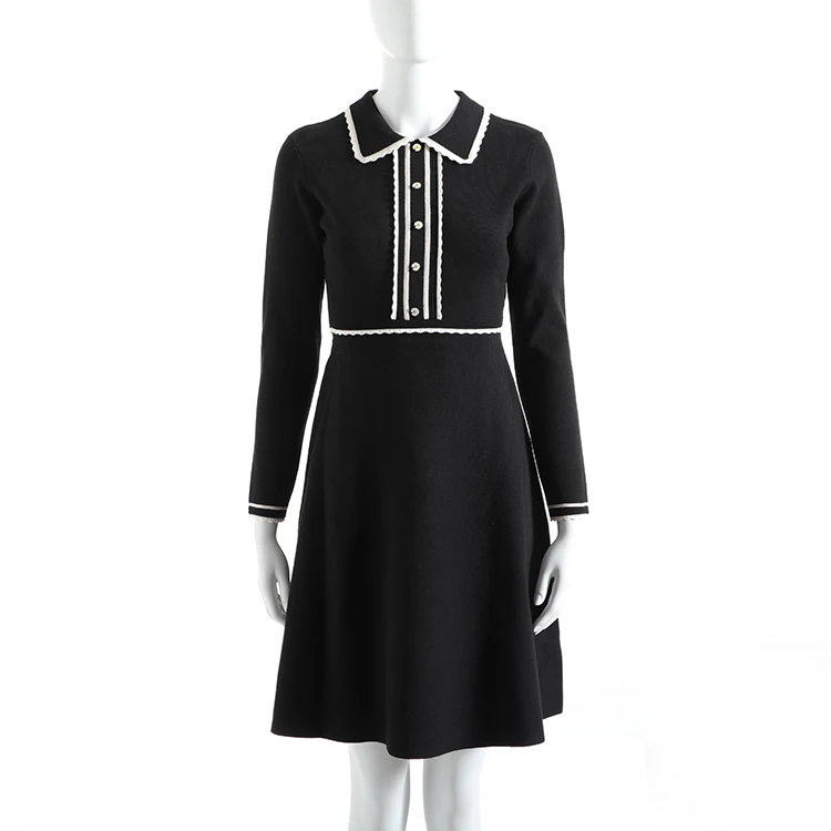 The latest fashion design knitted black dress