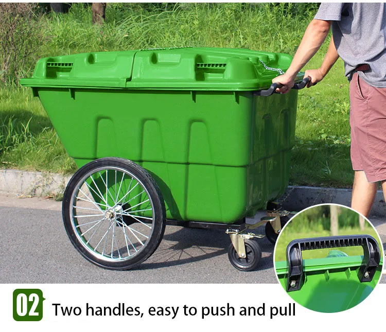Suitable for Outdoor Sanitation in Residential Areas Garbage Collection by Handcart 400L  large garbage bins
