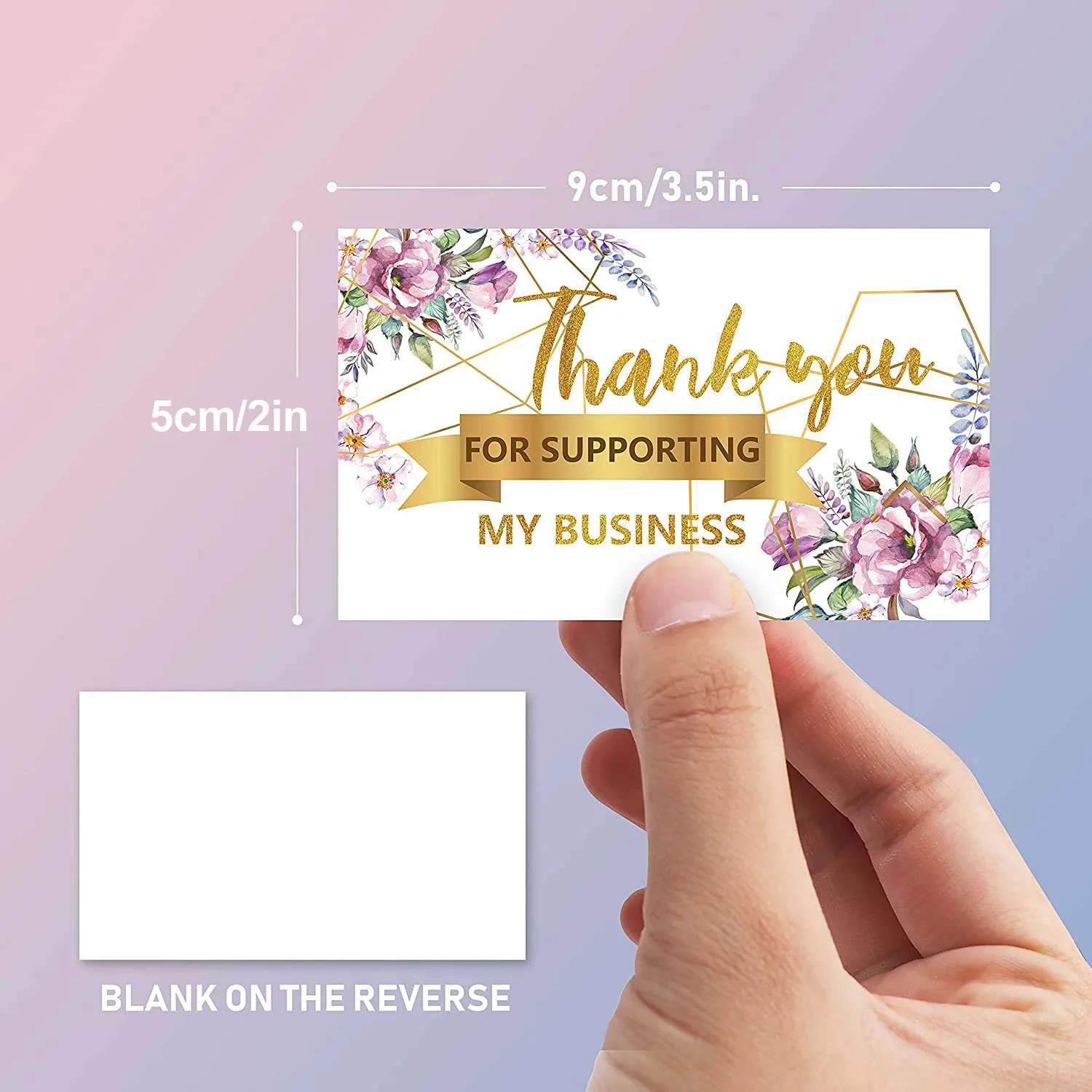 Mini Luxury Black Envelope and Cute Small Pink Rose Gold Foil Custom Impression Printing Business Customer Insert Thank You Card
