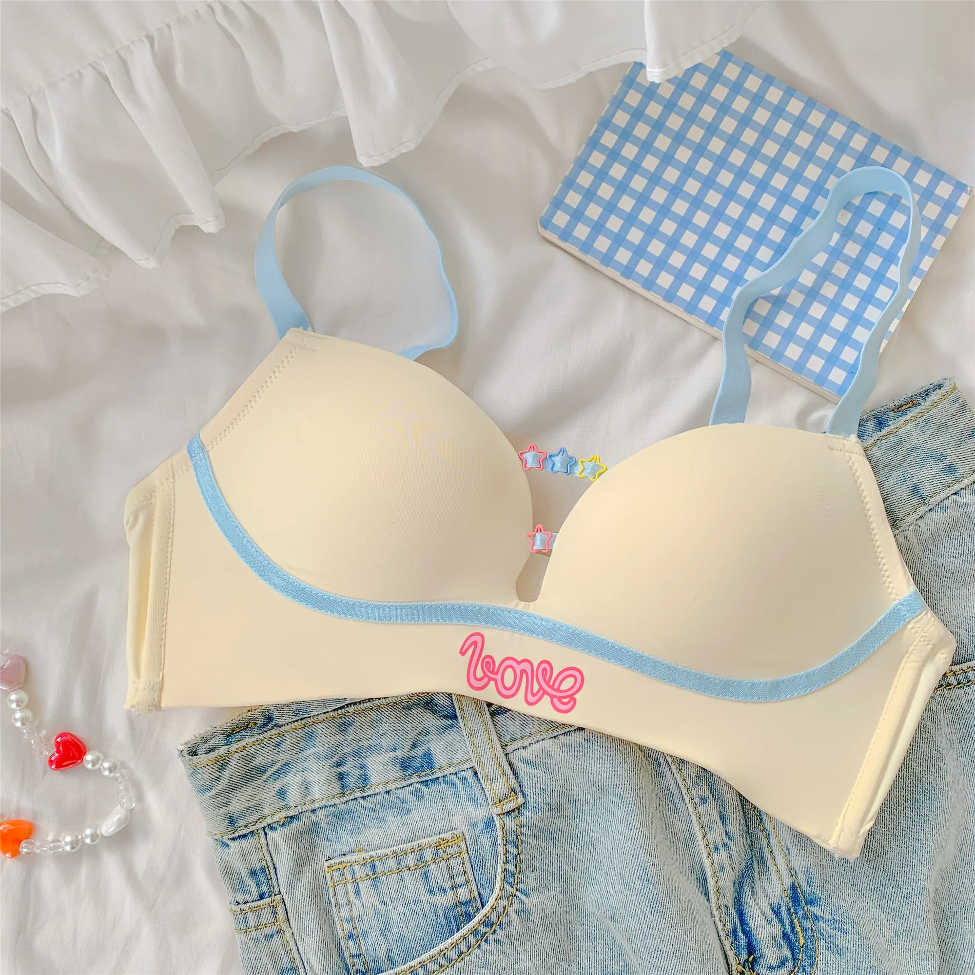 Wholesale High Quality Sweet Lust Wind Uncut Underwear Comfortable Push-up Without Steel Ring Sexy Beautiful Back Bra