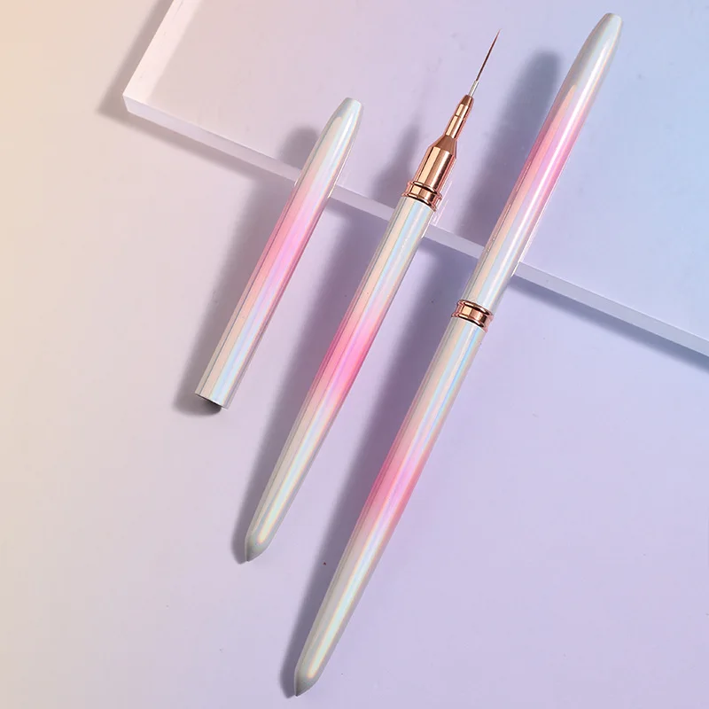 5 Pcs Set Nail Art Pink Ultra Thin Liner Nail Brushes 7/9/12/15/20mm Customized Hair Synthetic/Kolinsky Liner Brush