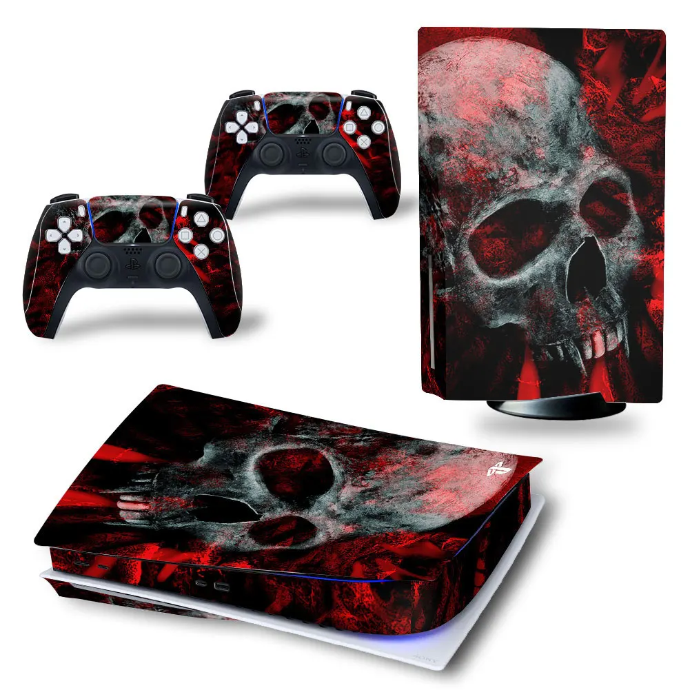 Red Skull New PS5 Digital Edition Skin Sticker Decal Cover for PlayStation 5 Console and 2 Controllers PS5 Skin Sticker Vinyl