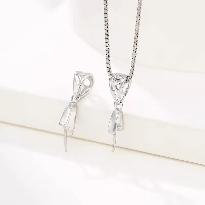 Sterling Silver S925 Hollow Ice Pick Pinch Bail Clasps Filigree Rack Jewelry Clasps for Jewelry Making