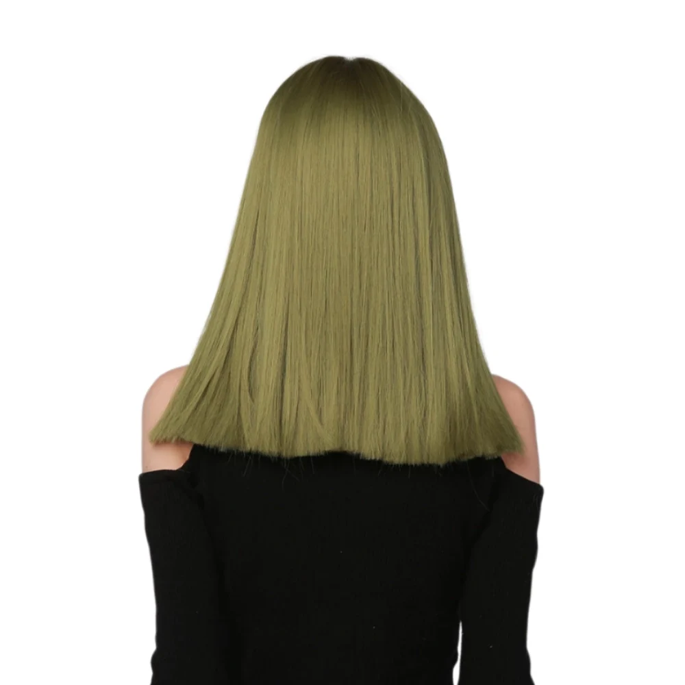 Meiwei Factory Direct Selling Hair Wig Review Short Straight Green Synthetic Bob Halloween Mask Costume Wig Grip Natural
