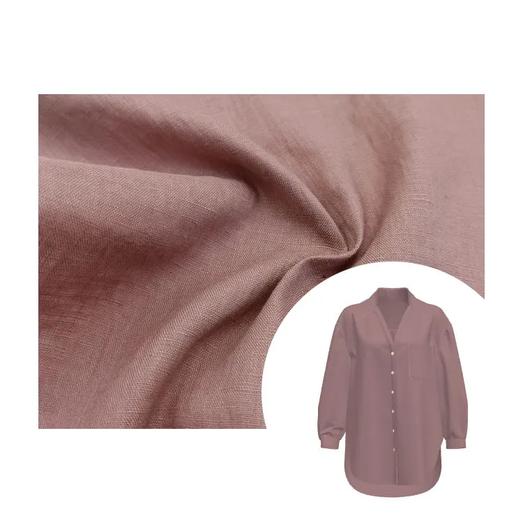 MIZUDA TEXTILE Woven 100% Linen Fabric 17*17 52*54 DYED Airo Washing Custom Free Sample