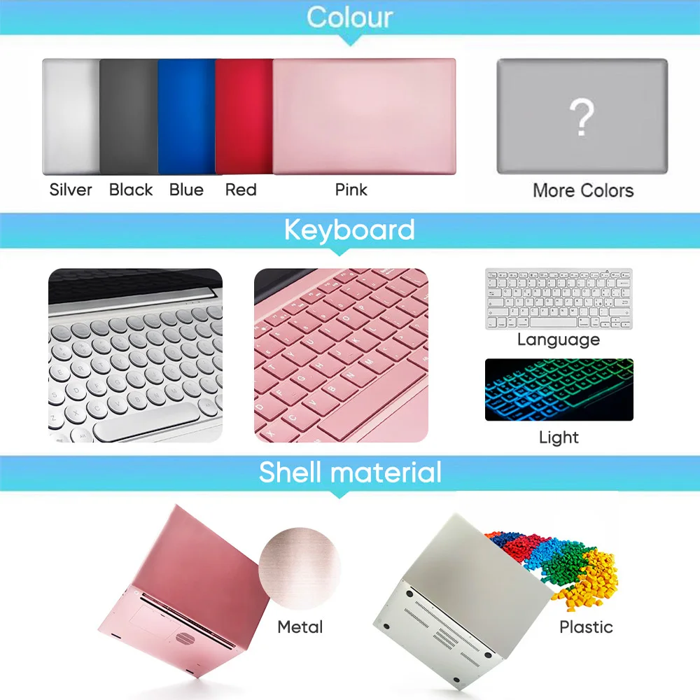 Customize 14 Inch Ultra Slim Cheap Laptop in Pink Color for Students Ultra Thin