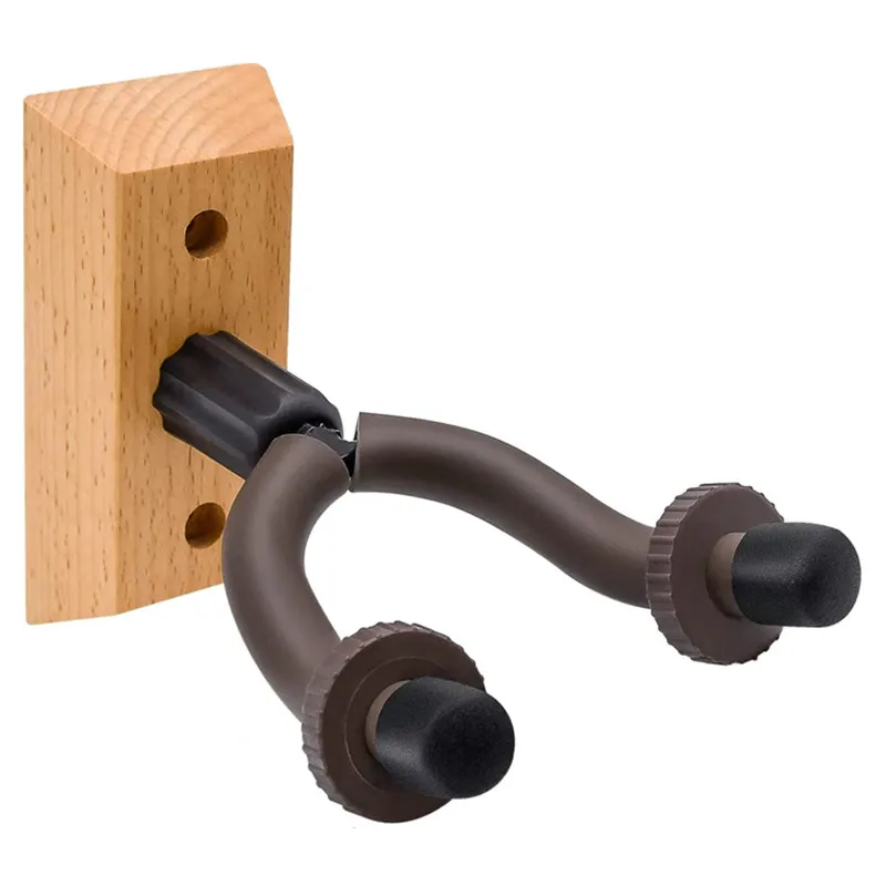 Guitar Wall Mount Hanger, Wooden Guitar Hanger with Adjustable Stopper and Anti-Scratch Pad, Guitar Holders Hook Stand