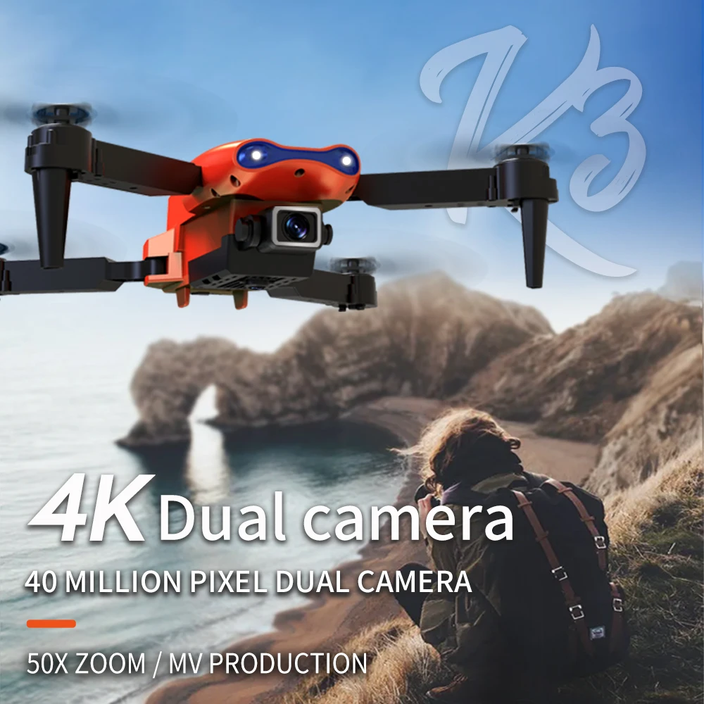 2021 New K3 Drone 4K Hd Wide-Angle Dual Camera 1080P Wifi Visual Positioning Height Keep Follow Me K3 Drones