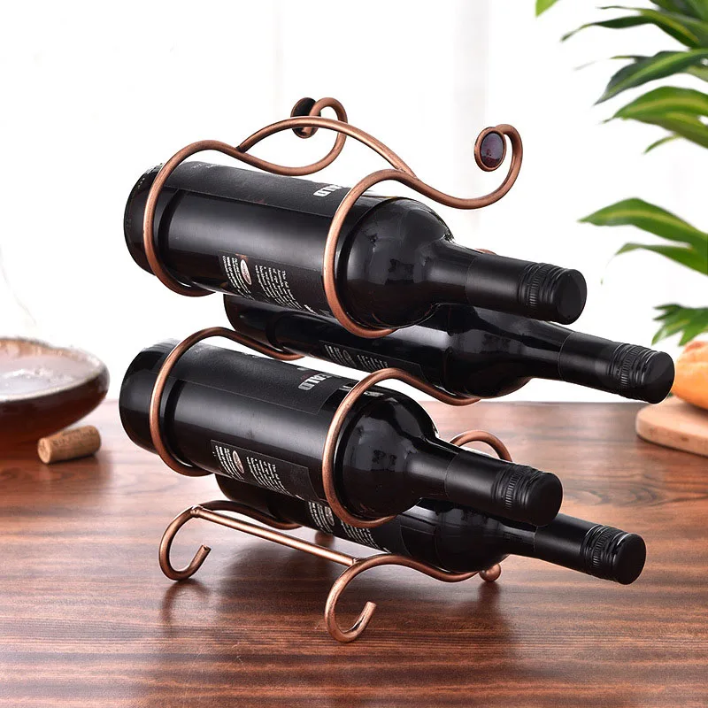 New European-style S-shaped wrought iron wine display racks for home decoration
