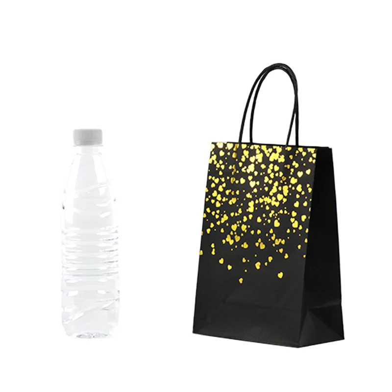 Kraft Paper Bag Gift Packaging Small Black Gift Bag Fashion Black Gold Foil Gift Bags