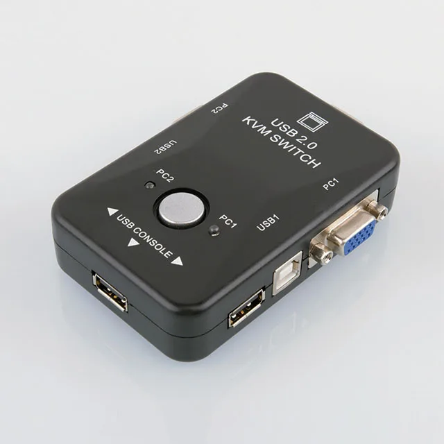 KVM Switch 2-Port USB VGA KVM Switch Box Adapter for PC Monitor and Keyboard