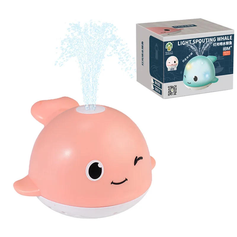 Baby bath toys water spray animal whale electric inductor sprinkle with light bathtub interact bathing toy for baby toddler