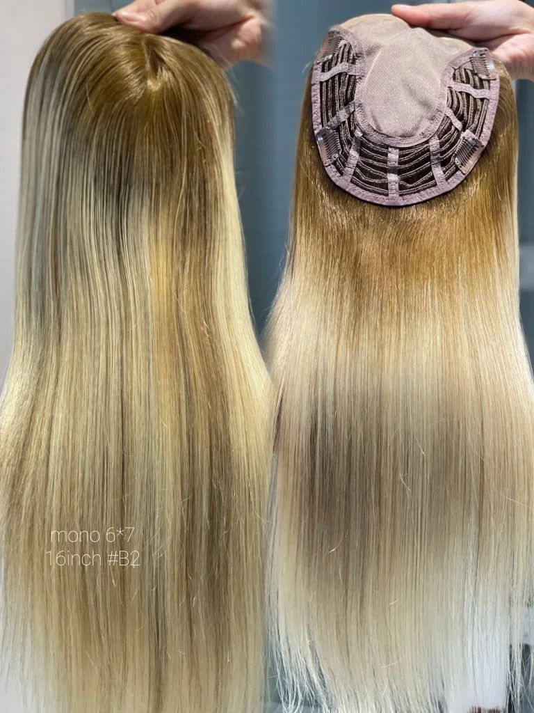 2024 SHY Hot Sale Fine Mono Lace Front Swiss Lace 6*7 Size 16 Inches Mono Hair Patch Toppers For Women