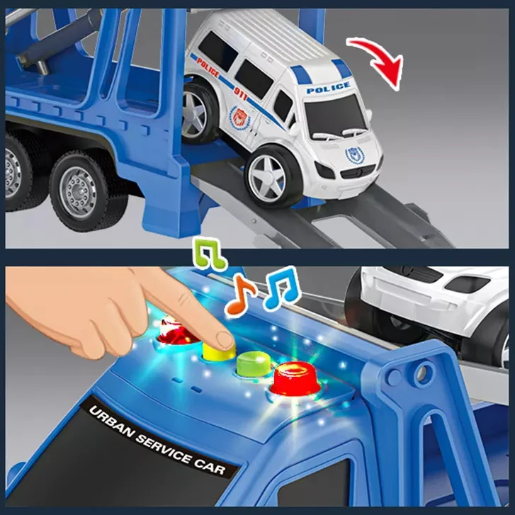 1:16 Road Administration Custom Boy Friction Vehicle Truck Cars Toy With Light Music