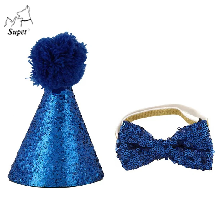 OEM Custom Popular Logo Woven Twill Happy Birthday Dog Hats Wholesale With Bow,Hat For Dog Christmas