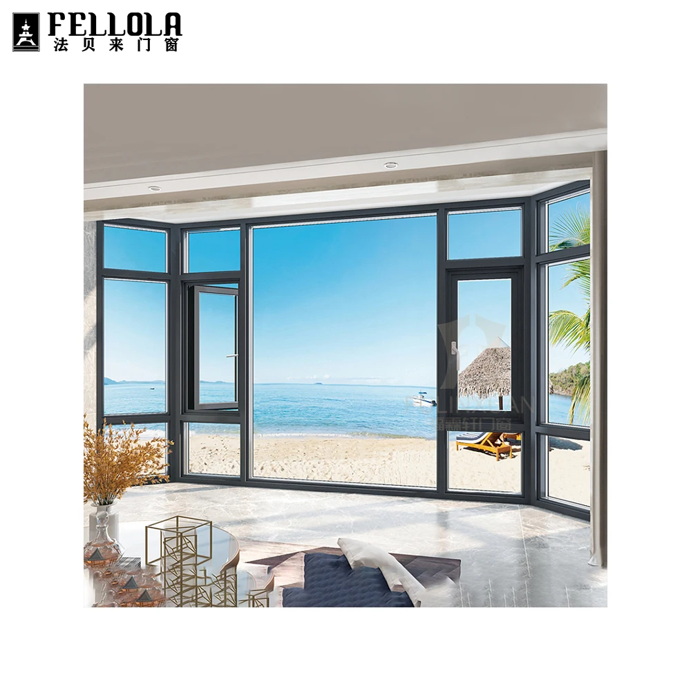
modern design frameless aluminum interior noiseless casement windows 