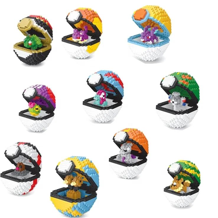 LNO Mini Building Blocks Mini Diamond Pokemones Elf ball blocks Cartoon Doll Small Particles Pokemones Toys 302-311 (NO.PA0065)