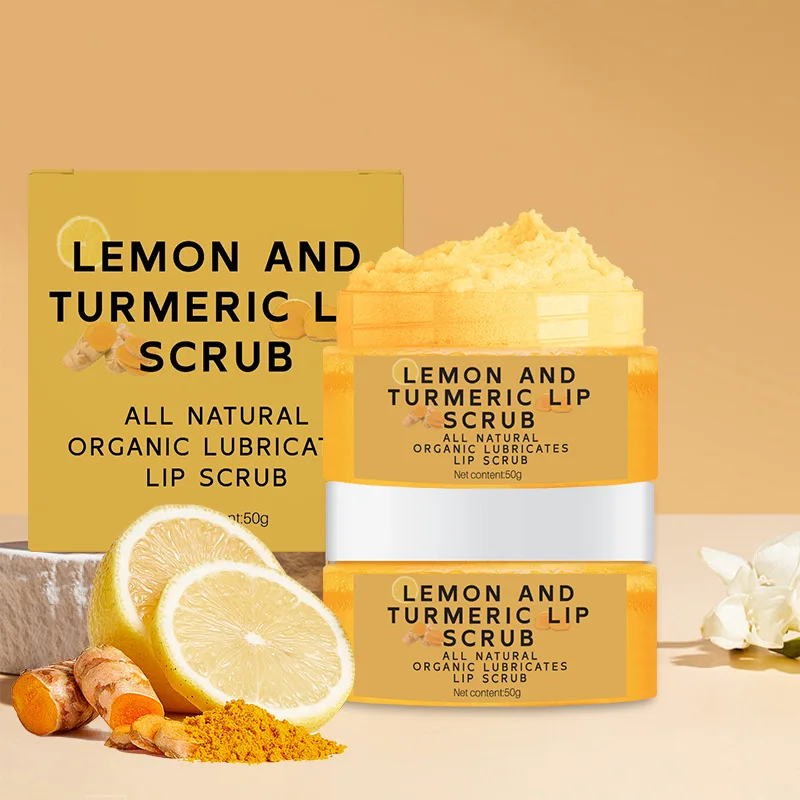 Lemon Turmeric Lip Scrub Custom Label Vegan  Exfoliating Black Skin Moisturizing  Lip Scrub Bulk