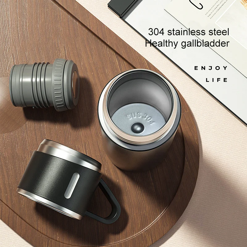 Custom Logo 304 Stainless Steel Outdoor Travel Vacuum Thermos And Tea Cup Set With Custom Business Gift Box