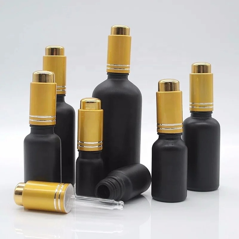 OEM amber clear black 5ml 10ml 15 ml 30 ml 50 ml wholesale essential oil refillable serum pipette bottles dropper bottle