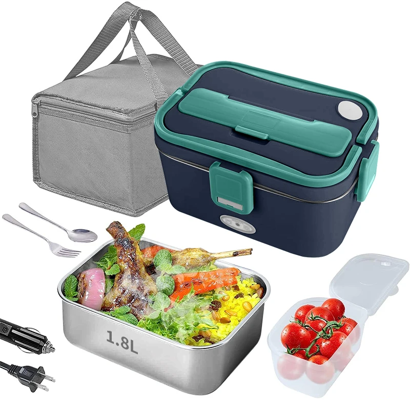 Customized Color Logo 60W Electric Lunch Box 1.8L Container Food Warmer Heater, 12V/24V/110V/220V Heated Lunchbox for Car/Truck