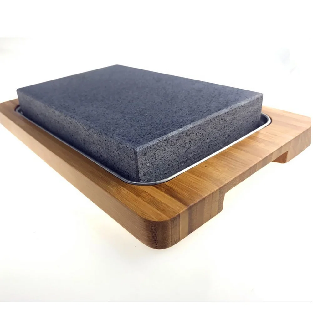 Wood Steak on the Stone Grill Set Lava Stone Steak Sizzling Steak Stone Set