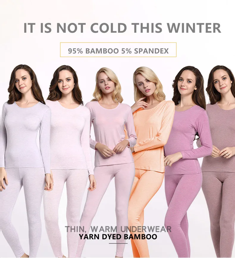 sbamy drop shipping Wholesale  Women  bamboo fiber  long johns yarn dyed eco-friendly organic