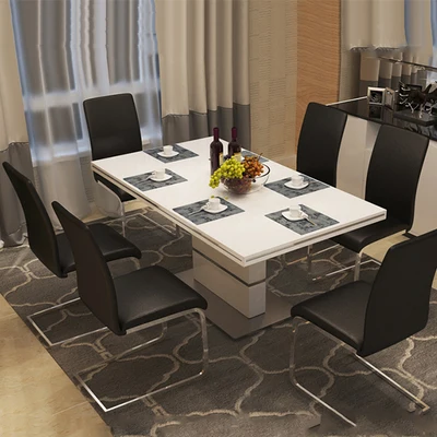 High Back Fabric Furniture Dining Chair Beige White Brown Grey Gold Black Stainless Steel Metal PU Leather Dining Chair