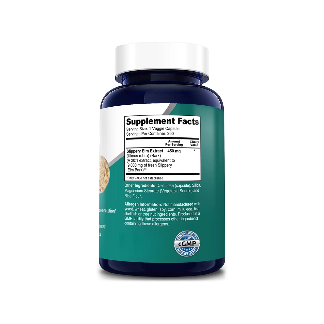 Private Label Elm Bark Powder 10:1 Slippery Elm Bark Powder Supplement Slippery Elm Bark Extract 9000 mg Veggie Capsules