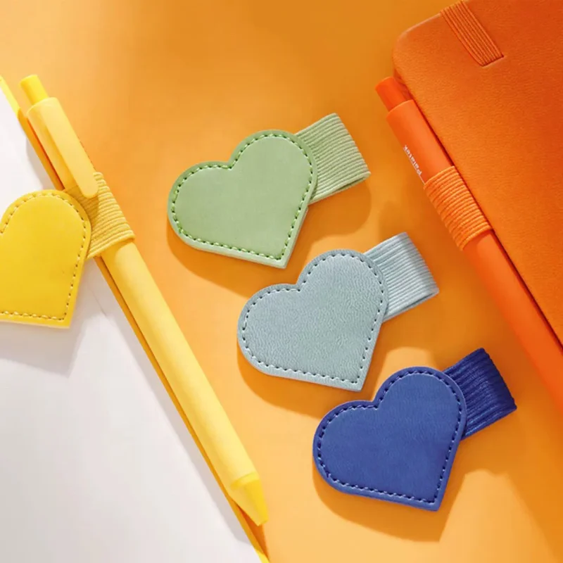 Self-Adhesive Elastic Notebook Pens Loop Gift Heart Shaped Journal Pencil Holder Planner Pen Clips For Notebook