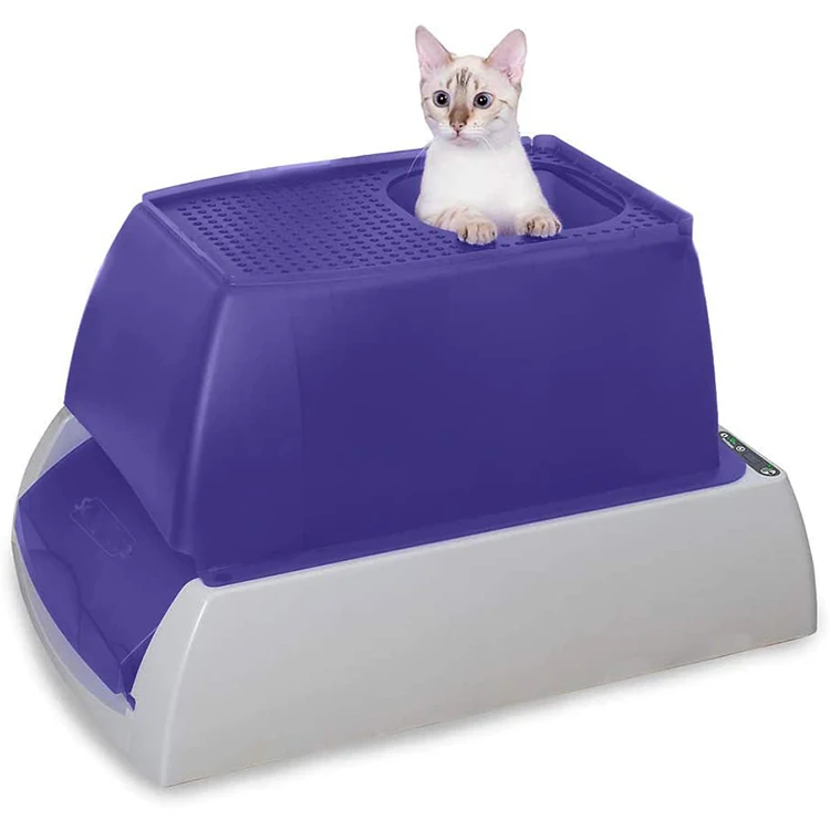 
2020Top-Entry - Purple Or Taupe - Covered 2Nd Generation Self Cleaning Hooded Cat Litter Box 