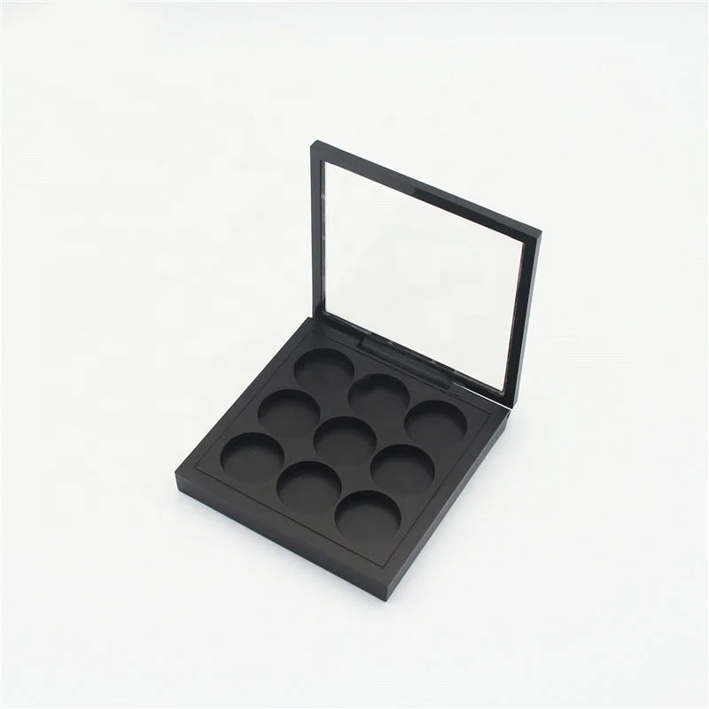 LZ Pack Stock 100pcs Square 19mm Pan Magnetic Closure Matte Black Blusher Powder Customize High Pigmented Eyeshadow Palette Case