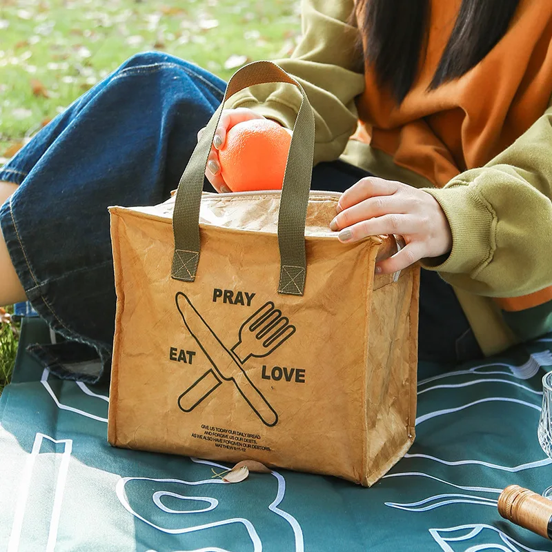 Custom large thermal insulation bag Dubon paper waterproof outdoor portable aluminum foil bento bag picnic bag work lunch box ba