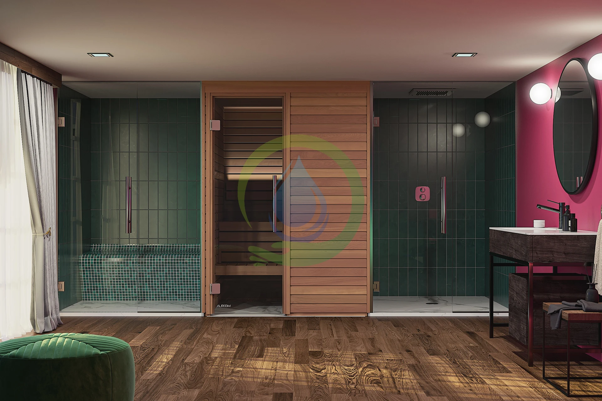 Traditional 3-Person Electric Sauna with Computer Control Panel Canadian Hemlock Steam Feature for Health for Home Use