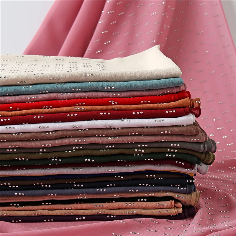 70*180cm summer muslim chiffon hijab scarf beaded headscarf islamic long shawl wrap head scarves foulard femme musulman kopftuch