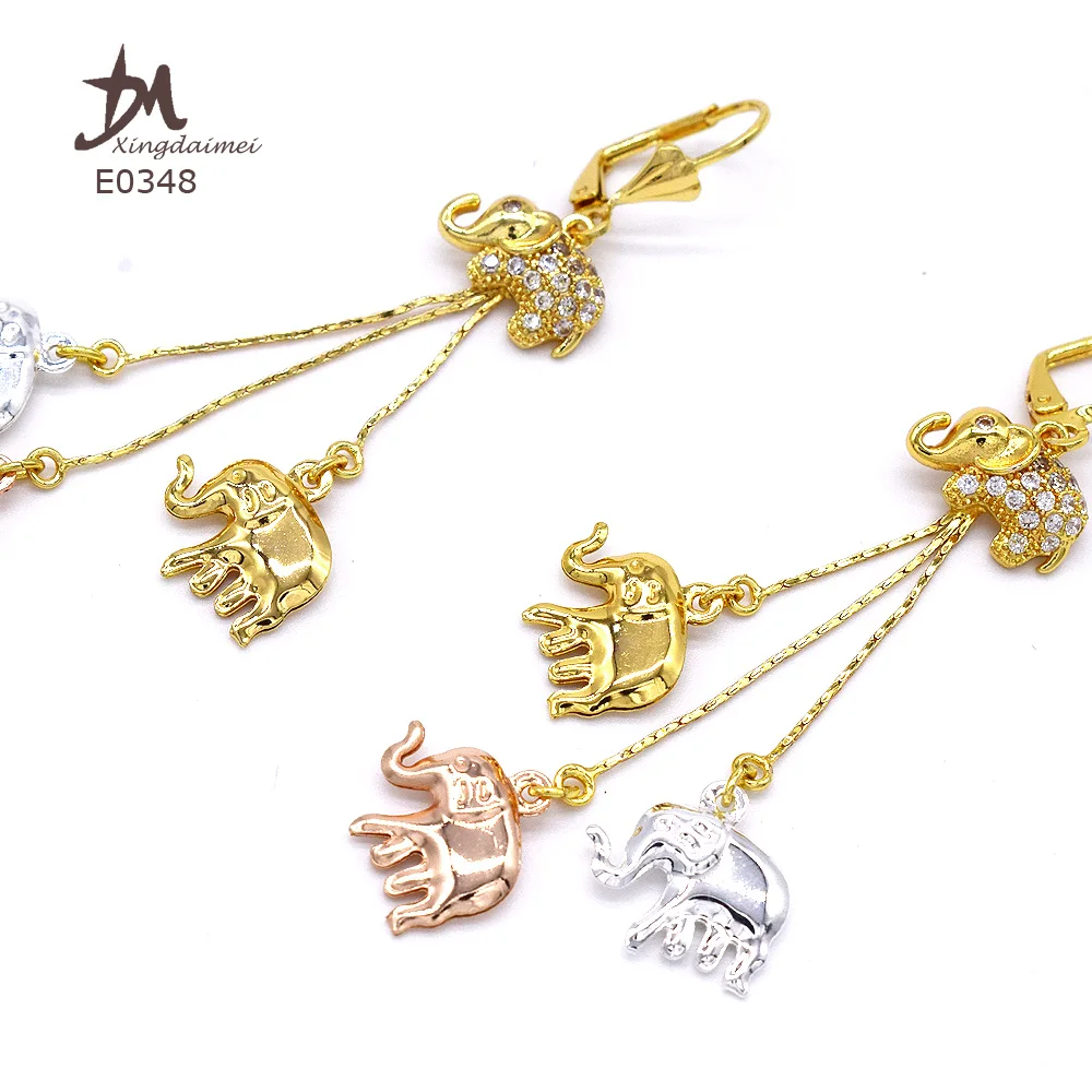 E0348 Wholesale New Design 3 Color Earrings High Quality Zircon Elephant butterfly Cross