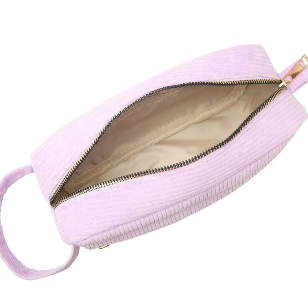 Large Capacity Corduroy Makeup Pouch Portable Makeup Organizer Bag for Accessories