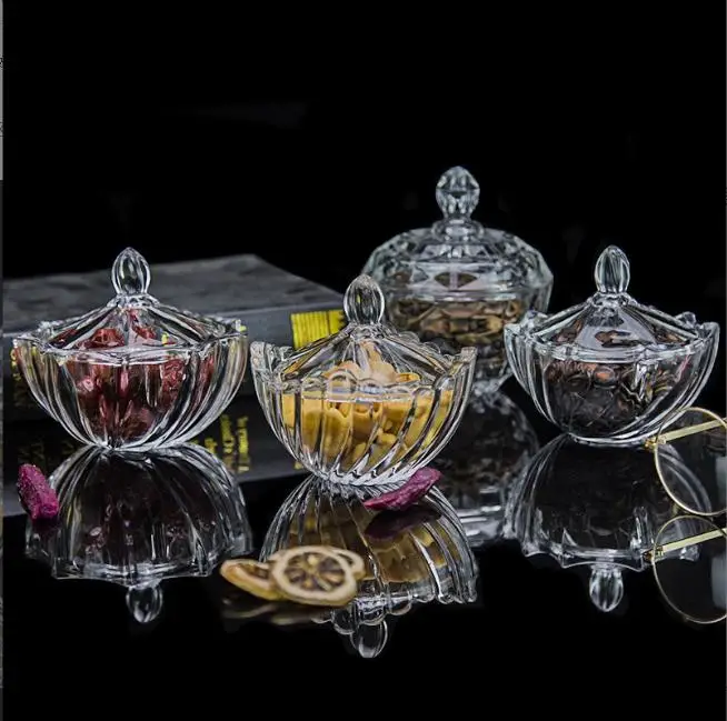 Spiral Pattern Transparent Tea Coffee Storage Sugar Glass Chocolate Food Storage Cookie Candy Container Jar